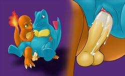 2011 black-kitten charmander female fire interspecies male nintendo penis pokémon_(species) pokemon pokemon_gsc pokemon_rgby sex straight tail tail_fire totodile vaginal_penetration vulva