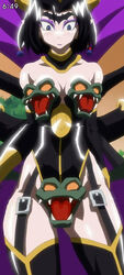 black_hair blue_eyes breasts cleavage demon digimon digimon_(species) digimon_xros_wars evilmon eyeshadow female female_only gattai_lilithmon goth horns lilithmon lipstick purple_lipstick screencap screenshot seven_great_demon_lords solo succubus vilemon wings