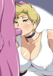 1girls bishoujo_senshi_sailor_moon censored clothing erect_nipples erect_nipples_under_clothes female haruka_tenou hikawadou large_breasts oral_sex sailor_uranus tagme