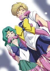 2girls ambiguous_penetration bishoujo_senshi_sailor_moon blonde_hair choker clothing covered_penetration cum erect_nipples erect_nipples_under_clothes female female_only green_hair haruka_tenou hikawadou implied_penetration implied_sex light-skinned_female light_skin medium_breasts michiru_kaiou multiple_girls sailor_neptune sailor_uranus school_uniform sex_under_clothes sex_under_skirt skirt tagme tentacle tentacle_under_skirt tentacles_under_clothes tiara