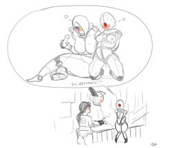 automated_turret breasts female female_focus female_only glados nipples portal_(series) roly sentry_turret thick_thighs thighs valve