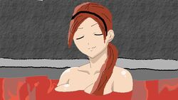 2d bathing blood_bath breasts grey_wall looking_pleasured mortal_kombat mortal_kombat_(2011) nude nude_female pointy_chin red_hair skarlet skarlet_(mk9) tagme