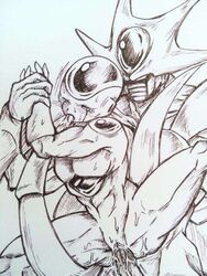 abs alien artist_request brothers cooler_(dragon_ball) crying cuntboy dragon_ball dragon_ball_z frieza incest intersex labia male monochrome muscular pussy rape restrained rule_63 size_difference sketch source_request tears vaginal_penetration