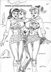 archie_andrews archie_comics aries_(artist) betty_and_veronica betty_cooper breasts female handjob human male pussy straight veronica_lodge