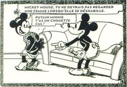 1930s 1boy 1girls artist_request ass black_border black_fur comic compression_artifacts disney erect_penis erection female french_text from_behind fur furry furry_only high_heels imminent_sex looking_back male mickey_mouse minnie_mouse monochrome mouse panties penis penis_out pointing shirtless shorts sofa source_request straight tail text tijuana_bible topless undressing vintage what