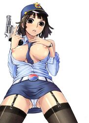 1girls garter_straps gun handgun mascot miniskirt necktie necktie_between_breasts panties police_uniform policewoman posuni revolver seoul_metropolitan_police_agency upskirt weapon