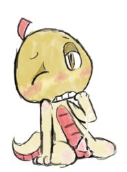 blush color cum front_view male male_only nude penis pokemon scraggy sitting sketch solo tagme testicles wink