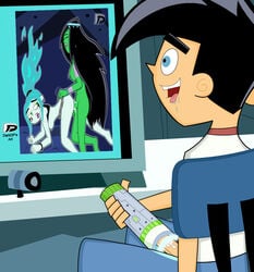 1boy 1futa 1girls arabian breasts danny_fenton danny_phantom darkdp desiree edit ember_mclain female futanari ghost_girl green_skin intersex male masturbation nickelodeon