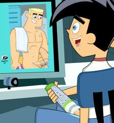 2boys after_sex computer cum cum_on_penis danny_fenton danny_phantom darkdp dash_baxter drooling erect_penis fleshlight gay happy male male_only masturbation muscular muscular_male sex_toy sitting sweat tongue_out towel_on_shoulder voyeur watching_porn yaoi