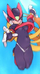 1girls android android_girl black_eyes blonde-haired_female blonde_hair blonde_hair_female blush blushing bodysuit boobs breasts capcom dipstick_fingers female gem_on_forehead genderswap_(mtf) green_gem helmet mega_man mega_man_zero ponytail pussy reploid robot robot_girl rockman rockman_zero rule_63 simple_background spaghetto087 sword thighs video_games z-saber zero_(mega_man)