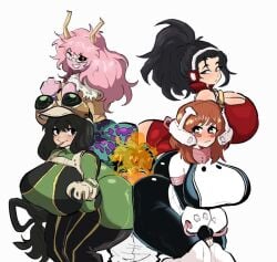 1boy 4girls 4girls1boy aged_up ass ass_bigger_than_head ass_sandwich ass_smothering ass_to_ass big_ass big_breasts big_butt black_bodysuit black_eyes black_hair blush bodysuit breasts breasts_bigger_than_head brown_eyes brown_hair cleavage deku eyes_rolling_back fart fart_cloud fart_fetish farting_in_face female green_bodysuit grey_eyes hairband harem hero_outfit_(mha) huge_ass huge_breasts human human_female izuku_midoriya leotard light-skinned_female light-skinned_male looking_back male milosartses mina_ashido momo_yaoyorozu momo_yaoyorozu_(hero_outfit) multiple_females multiple_girls my_hero_academia my_hero_academia_(finale) ochako_uraraka one_eye_closed pink_hair pink_skin ponytail post-timeskip red_leotard shounen_jump smile superheroine thick_thighs tongue tongue_out tsuyu_asui uraraka_ochako white_background yaoyorozu_momo yellow_eyes