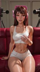 3d ai_generated animated artist asian black_hair breasts brown_eyes casting_couch d.va_(overwatch) female korean looking_at_viewer medium_breasts movie naostudio overwatch patreon pink_hair smile solo tagme teaser video video_games