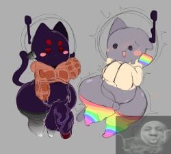 absurd_res astronaut_helmet black_fur bottomless cat chubby chubby_male clothed clothing domestic_cat flag gray_fur high_thighs hoodie huge_ass huge_balls huge_butt huge_cock huge_thighs ishowspeed long_sleeves male male_only meme meme_in_the_background meme_reference my_mom_is_kinda_homeless nervous nyan_cat please_speed_i_need_this rainbow red_eyes shortstack slightly_chubby slightly_chubby_male small_penis sweatdrop tac_nayn topwear veiny_penis waffle