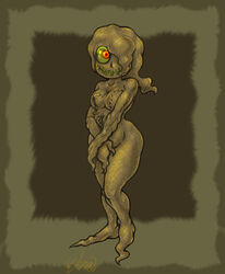 anthro breasts color disney female female_only front_view hair_over_one_eye looking_at_viewer nightmare_before_christmas nude oogie_boogie open_eyes red_eyes rule_63 solo standing vera yellow_sclera