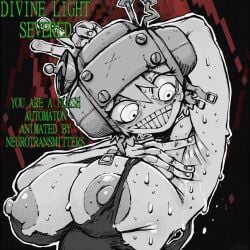 armpits big_areola big_boobs big_breasts big_eyes big_nipples cleavage crazy_eyes crazy_smile cruelty_squad cvenash_vishneri helmet huge_breasts lewdbeef nip_slip nipple_slip psychopomp_(fading_club) queen_of_venus_(psychopomp) sweat tanktop venus_(psychopomp) wardrobe_malfunction