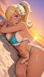 ai_generated ashurazoa beach big_ass big_balls big_boobs big_breasts flaccid_cock flaccid_penis futa_only futanari princess_rosalina saggy_breasts summer super_mario_bros. super_mario_galaxy thick_legs turquoise_eyes yellow_eyes