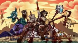 1futa 2019 5girls after_battle anthro anthro_death conquistabear death decapitation female female_death futa_death futanari guro head_on_stake horsecock horsecock_futa multiple_deaths stab sword tagme tongue_out