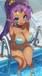 bikini large_breasts life_is_pi pool poolside purple_hair shantae shantae_(character) tagme