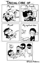 1girl 1girls bestiality black_hair blowjob cheating cuckold cum cum_in_mouth cum_in_pussy cum_inside cum_on_body dildo english_text female handjob infidelity male multiple_males netorare ntr penetration penis pussy sarah's_scribbles sarah_andersen short_hair spread_legs sweat text zoophilia