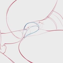 1boy 1girl anal anus ass clitoral_hood clitoris close-up completely_nude disembodied_penis erection hetero lineart monochrome my_hero_academia nude penis pussy sex simple_background sketch solo_focus spread_legs suoiresnu testicles thighs uncensored vaginal white_background