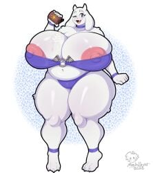 1girls animal_ears anthro areola_slip areolae armwear barefoot big_breasts bikini bikini_bottom bikini_top bottle bottomwear breasts breasts_out exposed_breasts feet female female_only full_body hips holding_bottle holding_object horns huge_breasts large_breasts mature mature_female mature_woman mehdrawings milf mother neckwear nipple_slip o-ring o-ring_bikini one_eye_closed plump pouring pouring_on_self purple_bikini purple_eyes side-tie_bikini smile solo solo_female sunscreen swimwear topwear toriel undertale voluptuous voluptuous_female white_body white_skin wink winking