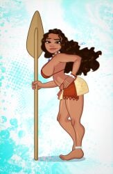 1girl 1girls big_breasts breasts brown_hair dark-skinned_female dark_skin disney female jumpdriiver large_breasts moana moana_waialiki nipples nude pubic_hair pussy side_view sideboob solo standing standing_up twitter
