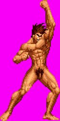 1boy edit fatal_fury flaccid joe_higashi king_of_fighters male male_only pubic_hair simple_background sink solo sprite sprite_edit tagme