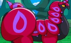 3ermundista16 background balls big_ass big_balls big_butt big_thighs black_body bug donut_anus from_side generation_5_pokemon huge_ass huge_butt male male_focus male_only pokemon pokemon_(species) pokemon_bw red_body scolipede tail yellow_eyes
