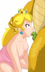 animated arm_support blonde_hair blue_eyes bouncing_breasts bowser breasts cherry-gig crown dress earrings fellatio female head_grab human interspecies jewelry lips long_hair male mario_(series) monster nintendo nipples oral princess princess_peach sex shiny sitting straight topless uncensored