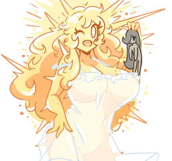 2026 2girls big_breasts cleavage huge_breasts moon murgoten personification see-through_clothing size_difference sun sundress tagme