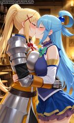 2girls ai_generated aqua_(konosuba) darkness_(konosuba) kiss kissing konosuba lesbian lesbian_kiss lesbians