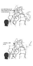 annoyed anthro dialogue english_text erection gay human imminent_sex looking_at_another mad_rat_(character) mad_rat_(mad_rat_dead) mad_rat_dead male male_only penis size_difference smaller_male surprised text warpycloak_(artist)