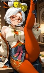 1girl ai_generated legs_up purah purah_(age_of_calamity) purah_(tears_of_the_kingdom) sexy tears_of_the_kingdom the_legend_of_zelda white_hair