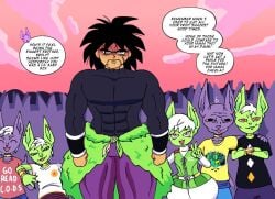 anger anger_vein angry angry_face annoyed annoyed_expression beerus broly cheelai dragon_ball_super family family_photo offspring smib