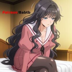 1girls accurate_art_style after_sex ai_generated anus ass babtb bare_shoulders big_ass big_breasts black_hair blush breasts cleavage clothed female hetero_sex hi_res kaoru_hana_wa_rin_to_saku kaoruko_waguri long_hair looking_at_viewer nipples pussy sex straight thick_thighs uncensored vaginal_penetration waguri_kaoruko wide_hips