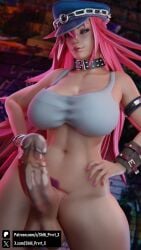 1futa 3d blender blue_eyes bottomless final_fight futanari hand_on_hip looking_at_viewer partially_clothed pink_hair pink_nails poison_(final_fight) police_hat pubic_hair shhi_prvrt_x street_fighter tank_top trans_woman voluptuous wristband