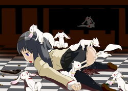 akemi_homura kyuubee mahou_shoujo_madoka_magica tagme torn_clothes