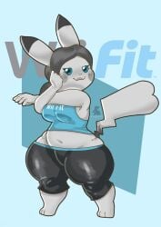 1girls :3 animal_ears animal_nose anthro artist_name bare_shoulders barefoot belly black_eyes black_pants blue_background blue_shirt blush blush_stickers body_fur boggsart breasts brown_hair capri_pants character_name closed_mouth clothed_pokemon clothes_writing clothing colored_skin cosplay crop_top curvy english_text female full_body furrification furry furry_female groin half-closed_eyes hand_on_own_cheek hand_on_own_face happy medium_breasts midriff navel outstretched_arm pants personification pikachu plump pokemon pokemon_(creature) ponytail shirt sideboob simple_background skindentation sleeveless sleeveless_shirt smile solo standing stomach stretching tail tank_top thick_thighs thighs two-tone_fur white_skin wide_hips wii_fit wii_fit_trainer wii_fit_trainer_(cosplay) wii_fit_trainer_(female)