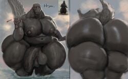 anthro big_ass big_ass_(male) big_butt furry godzilla hohohonse male