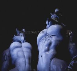 1boy 3d 3d_(artwork) anthro artist_request big_pecs epic_games fortnite furry male male_only muscles muscular_male naked pecs posing tagme_(artist) video_game_character wendell_(fortnite) wolf