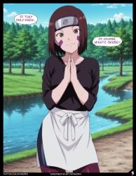 1girls brown_eyes brown_hair comic comic_page english_text female female_only forehead_protector medium_breasts naruto naruto_(series) naruto_shippuden nohara_rin nyxworks short_hair smile solo text