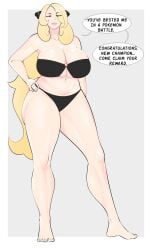 1girls 2d blonde_hair breasts busty cleavage cynthia_(pokemon) female female_only game_freak hair_over_one_eye imminent_sex jopuari light-skinned_female light_skin looking_at_viewer nintendo pokemon pokemon_dppt solo solo_female tagme talking_to_viewer thighs underwear white_background