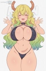 ai_generated big_breasts cleavage female female_focus female_only lucoa lucoa_(maidragon) miss_kobayashi's_dragon_maid moonwool_branch quetzalcoatl_(dragon_maid) swimsuit swimwear