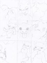 angel_(lilo_and_stitch) comic disney disney_channel duo experiment_(species) female lilo_and_stitch male monochrome rascalraccoon sketch stitch straight