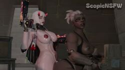 1futa 3d animated ass breasts dark-skinned_female dark_skin ebony ebony_female female futa_on_female futanari gilf grey_hair huge_ass interracial interracial_sex overwatch robot robot_girl robot_penis scopicnsfw shion_(overwatch) sojourn_(overwatch) tagme thigh_sex very_dark_skin video wuyang