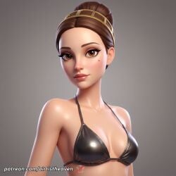 ai_generated airtist athletic bikini bikini_bottom bikini_top bra brown_eyes brown_hair clone_wars close-up close_up closeup female female_only fit high_resolution highres looking_at_viewer padme_amidala panties patreon star_wars star_wars:_the_clone_wars tagme thong underwear