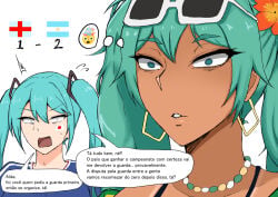 3girls aqua_eyes aqua_hair argentina argentine_flag argentinian argentinian_female argentinian_flag argentinian_miku artist_name artist_request asian asian_female blue_eyes blue_hair brazil brazilian brazilian_female brazilian_flag brazilian_flag_print brazilian_miku england england_flag fifa hatsune_miku humiliated humiliating humiliation_fetish humillation japan_flag japanese_female owned_by_argentina portuguese_text raceplay soccer soccer_jersey soccer_uniform twintails vocaloid world_cup