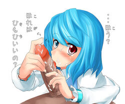 blue_eyes blue_hair fellatio heterochromia kasuka kogasa_tatara oral red_eyes short_hair touhou uncensored