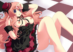 ass baka_to_test_to_shoukanjuu bb blush breasts goth himeji_mizuki large_breasts lying panties underwear