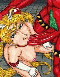 1girls bishoujo_senshi_sailor_moon blonde_hair blue_eyes breasts earring fellatio female green_hair hand_on_head hentai-ryukami_(fafnir_the_dragon) large_breasts large_penis long_hair looking_at_viewer male male_pubic_hair medium_breasts monster nipples nude oral penis pubic_hair red_skin sailor_moon sex tagme uncensored usagi_tsukino veiny_penis